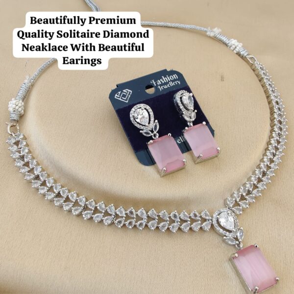 Solitaire diamond necklace set - Image 4