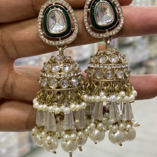 crystal uncut jhumka