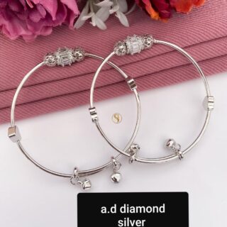Ad Diamond Silver Adjustable Bangle