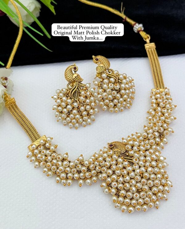 Original Matt Polish Choker With Jhumka - Image 2