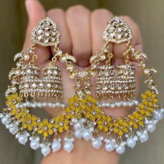 Kundan Mehndi Polish Earrings