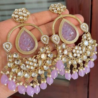 Mehndi polish kundan earrings