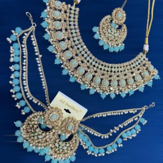 Gold plated Necklace,bahubali earrings&tikka