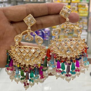 Crytsal pipe Kundan earrings