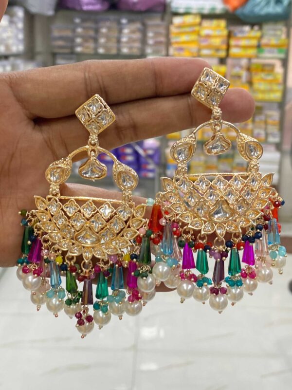 Crytsal pipe Kundan earrings
