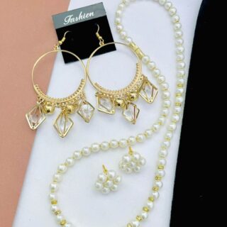 Pearl Mala with 2 pairs tops combo