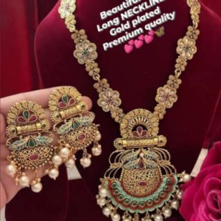 Beautiful long neckline gold plated