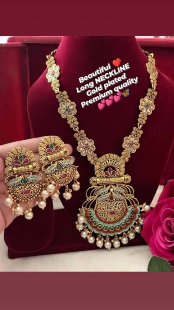 Beautiful long neckline gold plated