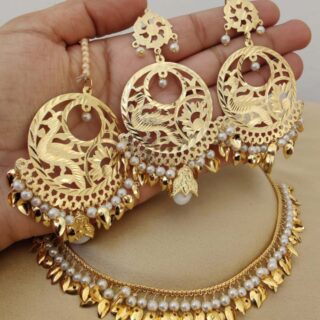 Punjabi Gold plated  necklace earrings,tikka
