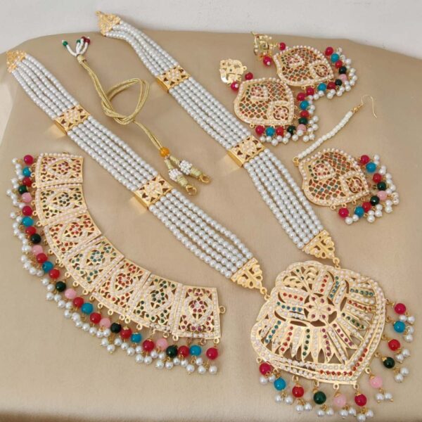Punjabi jadau chokker necklace with ranihar combo