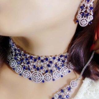 Diamond choker necklace with earings tikka