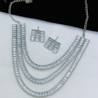 Beautiful American diamond triple layer neckline with tops