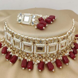 Mirror chokker necklace,earrings set
