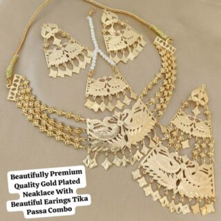 Gold Plated Necklaces With Earings Tika And Big Size Side Passa