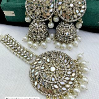 Beautiful Premium Quality Mirror 🪞 Jumka With Big Size Tika….
