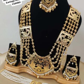 Beautiful199 Gold Plated Rani Haar With Beautiful Earings Tika Combo
