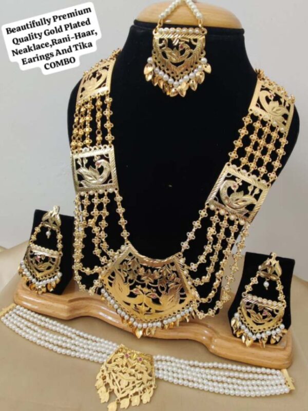 Beautiful199 Gold Plated Rani Haar With Beautiful Earings Tika Combo