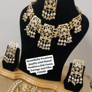 Beautiful Gold Plated Rani Haar With Beautiful Earings Tika Combo