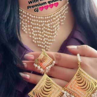 Beautiful combo Neckline with tikka set Premium quality Gold plated
