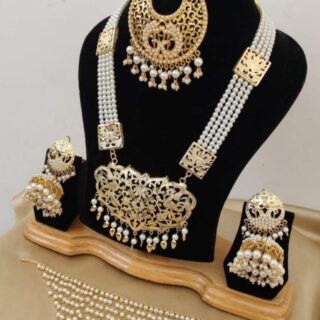 Gold Plated Choker Necklace With Rani-Haar, Earings And Tika Combo