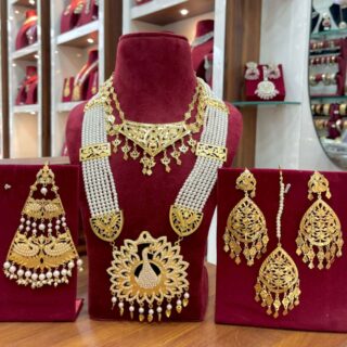 Jdau Ranihaar With Chokker Earings and Tika With Peacock🦚Side Pasa Full bridal Set