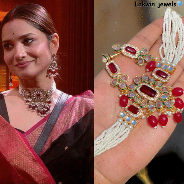 Lokhandeankita wear Monalisa Stone Chokker With Earrings set