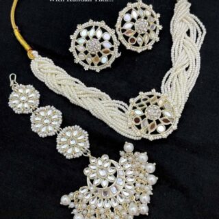 Mirror Chokker With Tops and Kundan Tika…