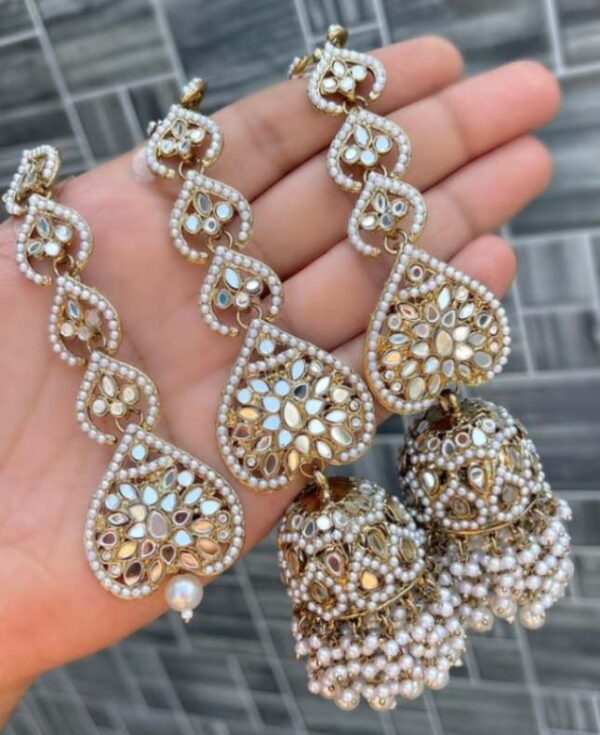 Pakistani Work  Mirror Shara Jumka and Tika - Image 3