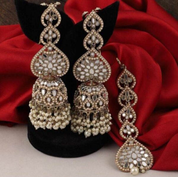 Pakistani Work  Mirror Shara Jumka and Tika - Image 2