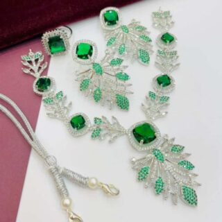 American Diamond Necklace With Tops And Adjustable ring💍Combo Original Korean💎