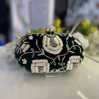 Bridal clutch Embroidered Round/Oval Box Clutch for Women's / Girls