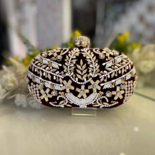 Bridal clutch Embroidered Round/Oval Box Clutch for Women's / Girls 🥳