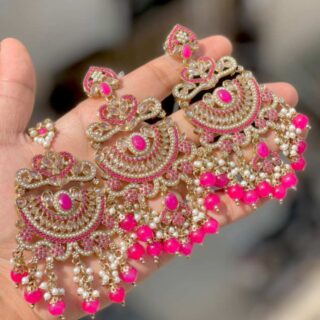 Pakistani Work Reverse Ad Stone peacock 🦚 Earrings And Tika