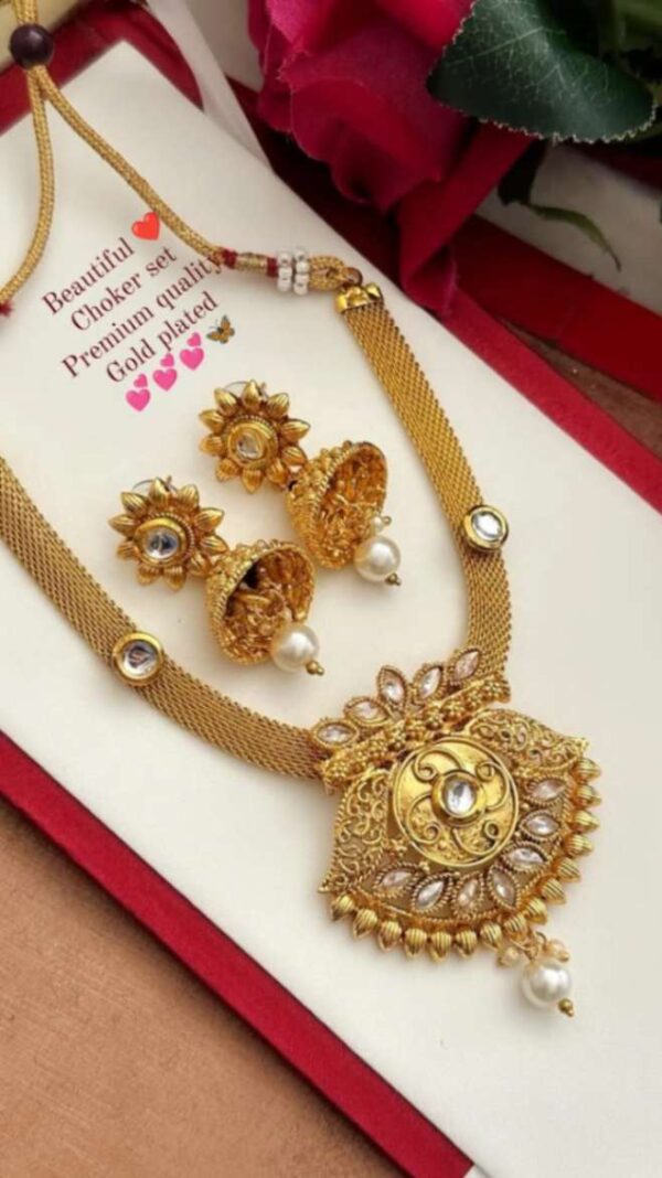 Gold Plated Necklace With Earings
