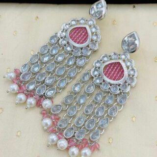 Rhodium Polish Reverse Ad Hanging Earrings