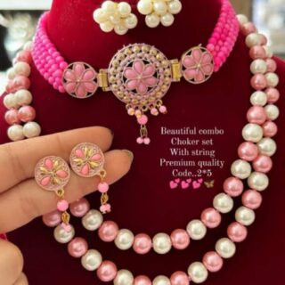 Choker set  with mala With string earrings combo