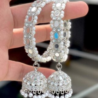 Rhodium Polish Mirror Latkan Bangles