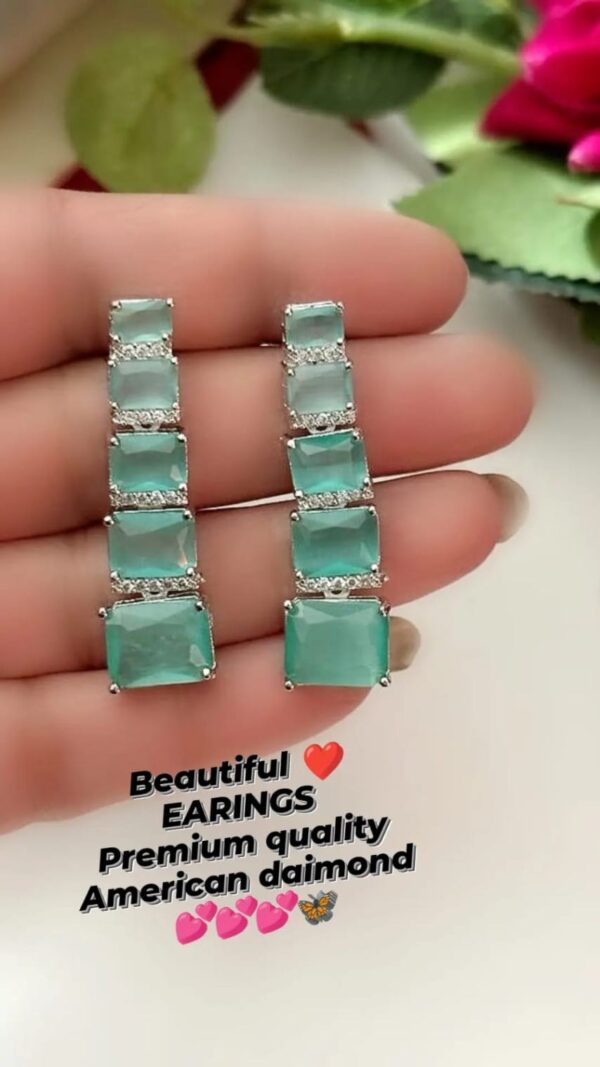 American diamond long earrings