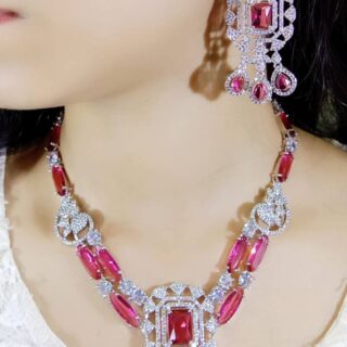 Diamond Necklace With Long Earings